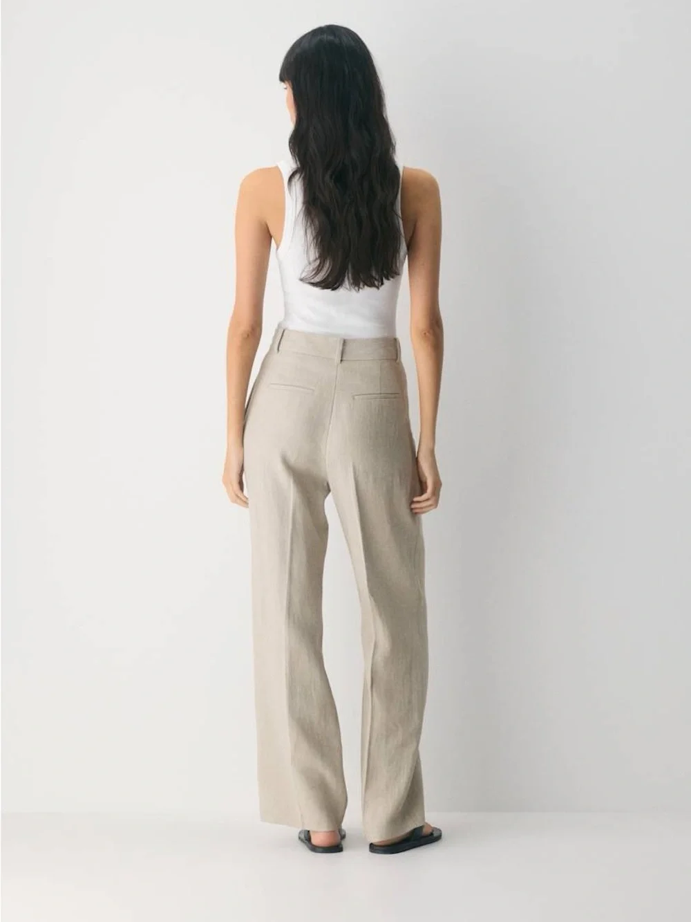 Aritzia the effortless pant power linen color undyed dark ecru size 10